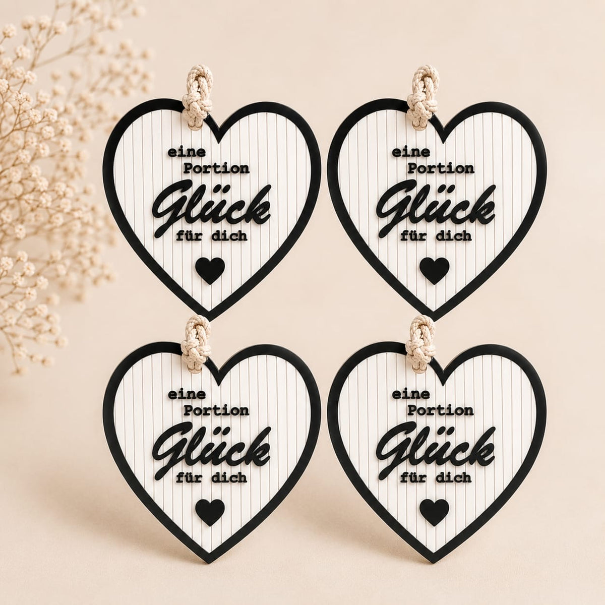 4er-Set Geschenkanhänger – «Eine Portion Glück für dich»