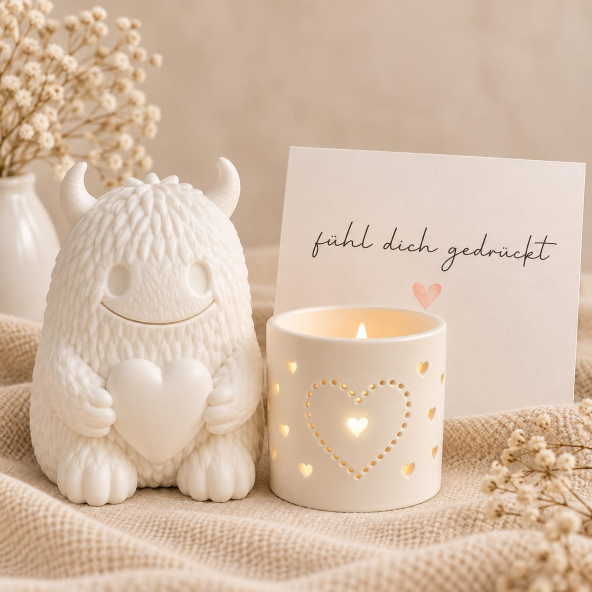 Geschenkset "Fühl dich gedrückt" - Lucky & Teelichthalter